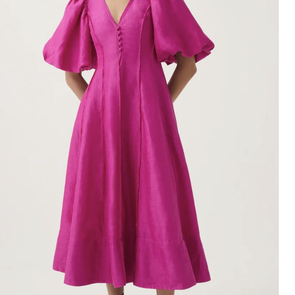 Elegant Aje Pink Puff Sleeve Dress
